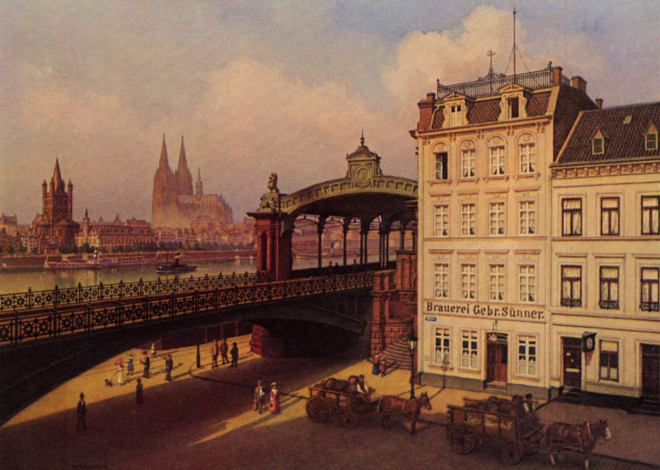 Wilhelm Scheiner Koeln Deutzer Freiheit mit Altstadt und Brauerei Suenner
